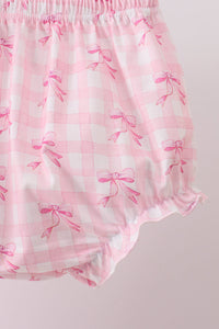 Bow print scalloped bloomer set
