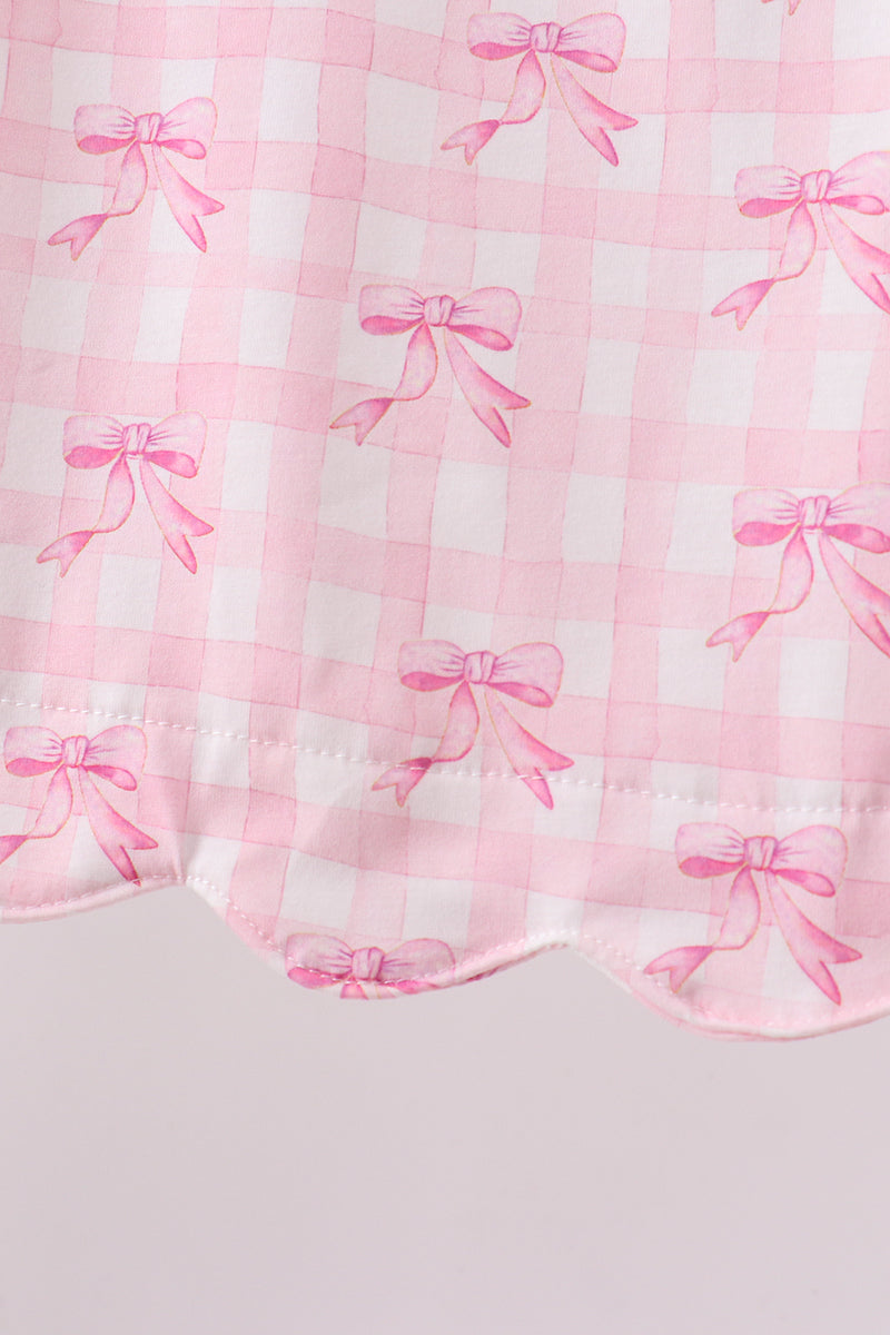 Bow print scalloped bloomer set