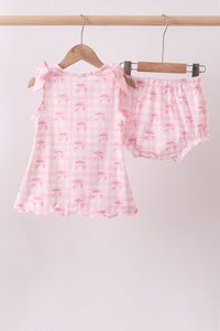 Bow print scalloped bloomer set