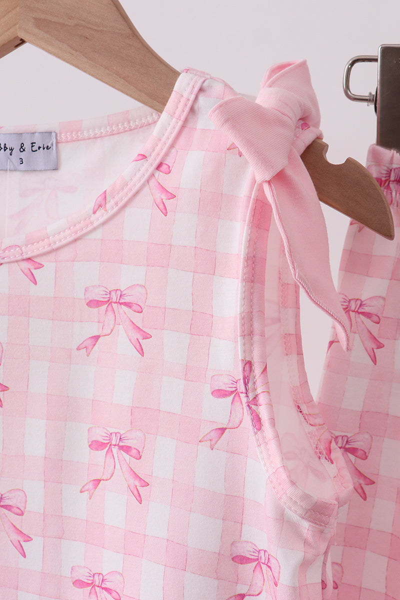 Bow print scalloped bloomer set