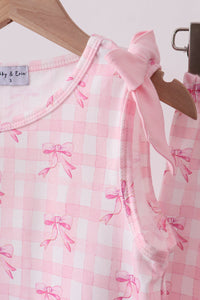 Bow print scalloped bloomer set