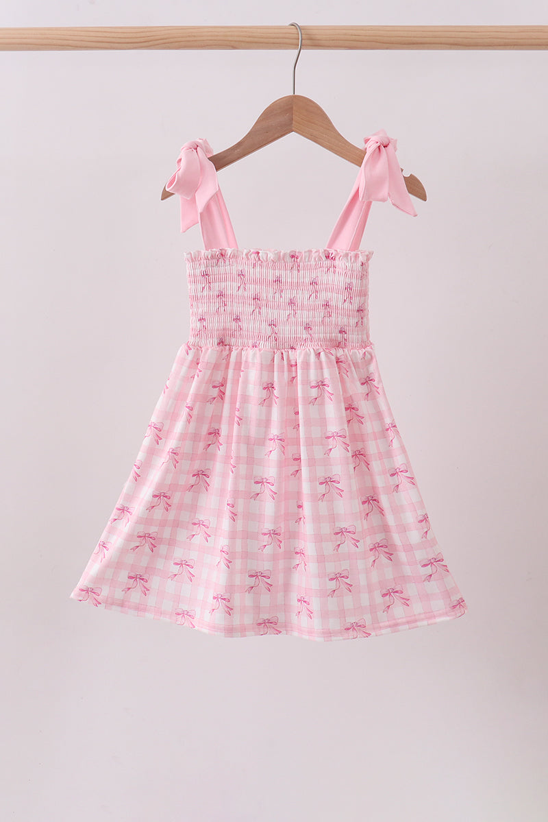 Bow smocked ruffle dress