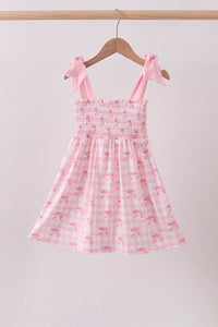Bow smocked ruffle dress