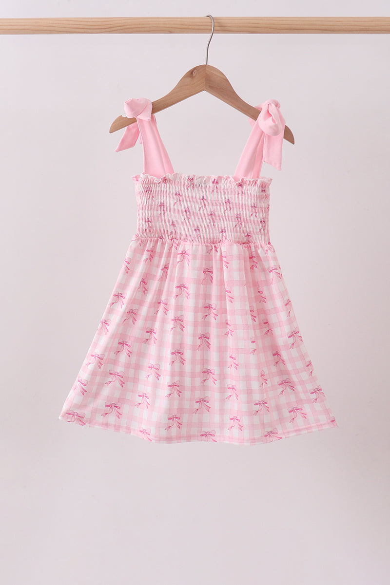Bow smocked ruffle dress