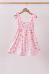 Bow smocked ruffle dress