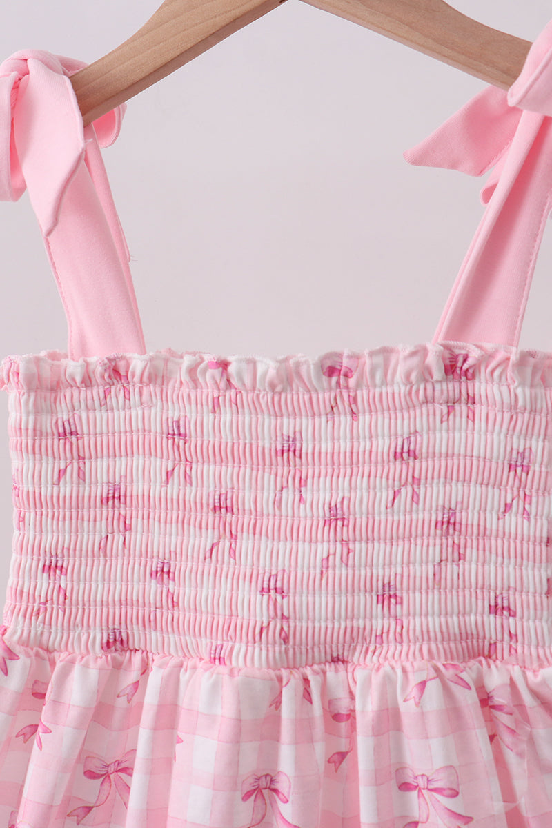 Bow smocked ruffle dress