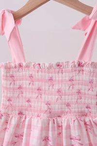 Bow smocked ruffle dress