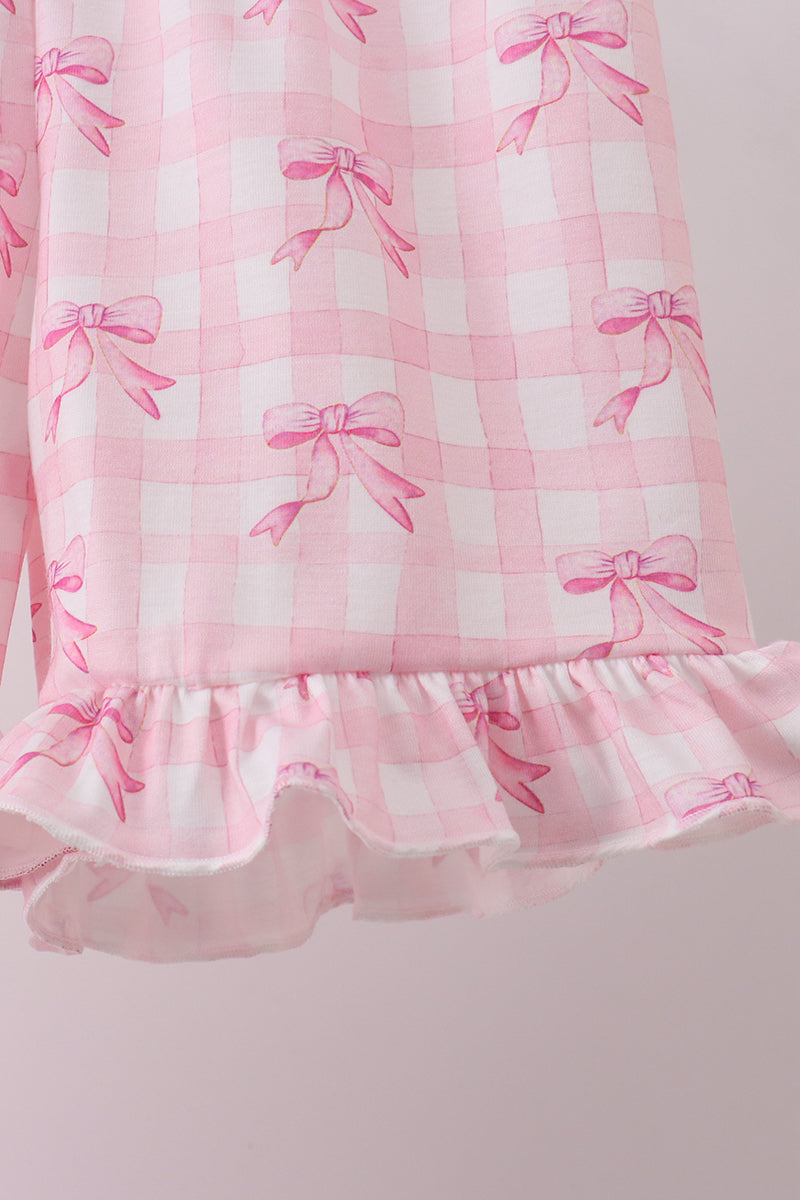 Bow smocked ruffle dress