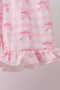 Bow smocked ruffle dress