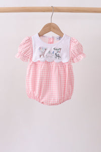 Animal Gingham Embroidered Knit Bubble