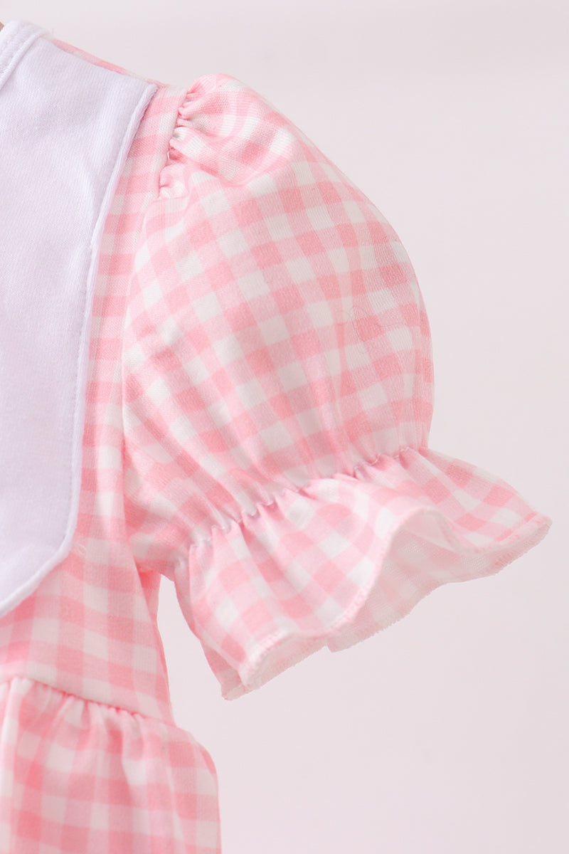 Animal Gingham Embroidered Knit Bubble