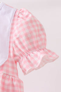 Animal Gingham Embroidered Knit Bubble