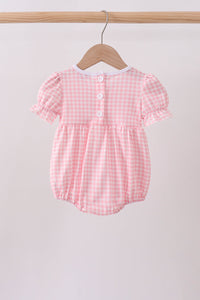 Animal Gingham Embroidered Knit Bubble