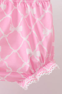 Pink Bow Knit Bloomer Set