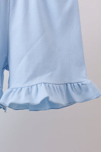 Beach print bow ruffle shorts set