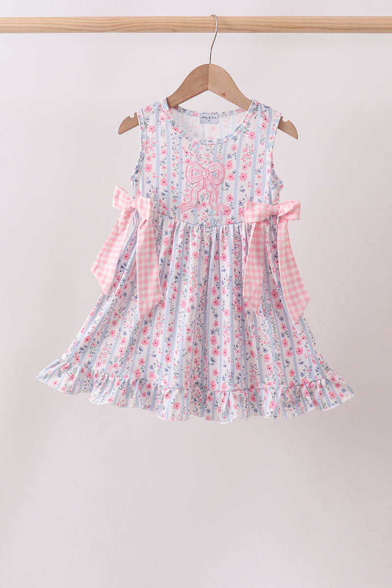 Floral Bow Applique Bow Dress