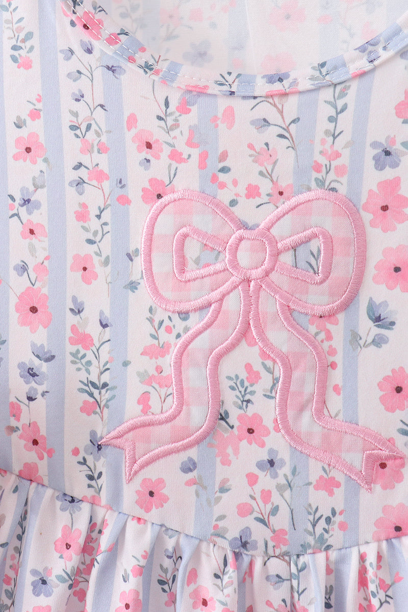 Floral Bow Applique Bow Dress