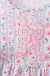 Floral Bow Applique Bow Dress