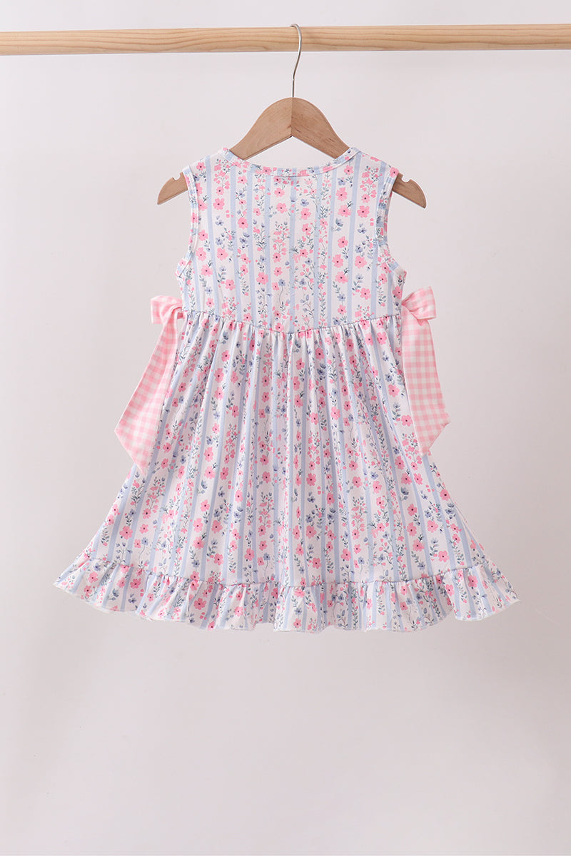 Floral Bow Applique Bow Dress