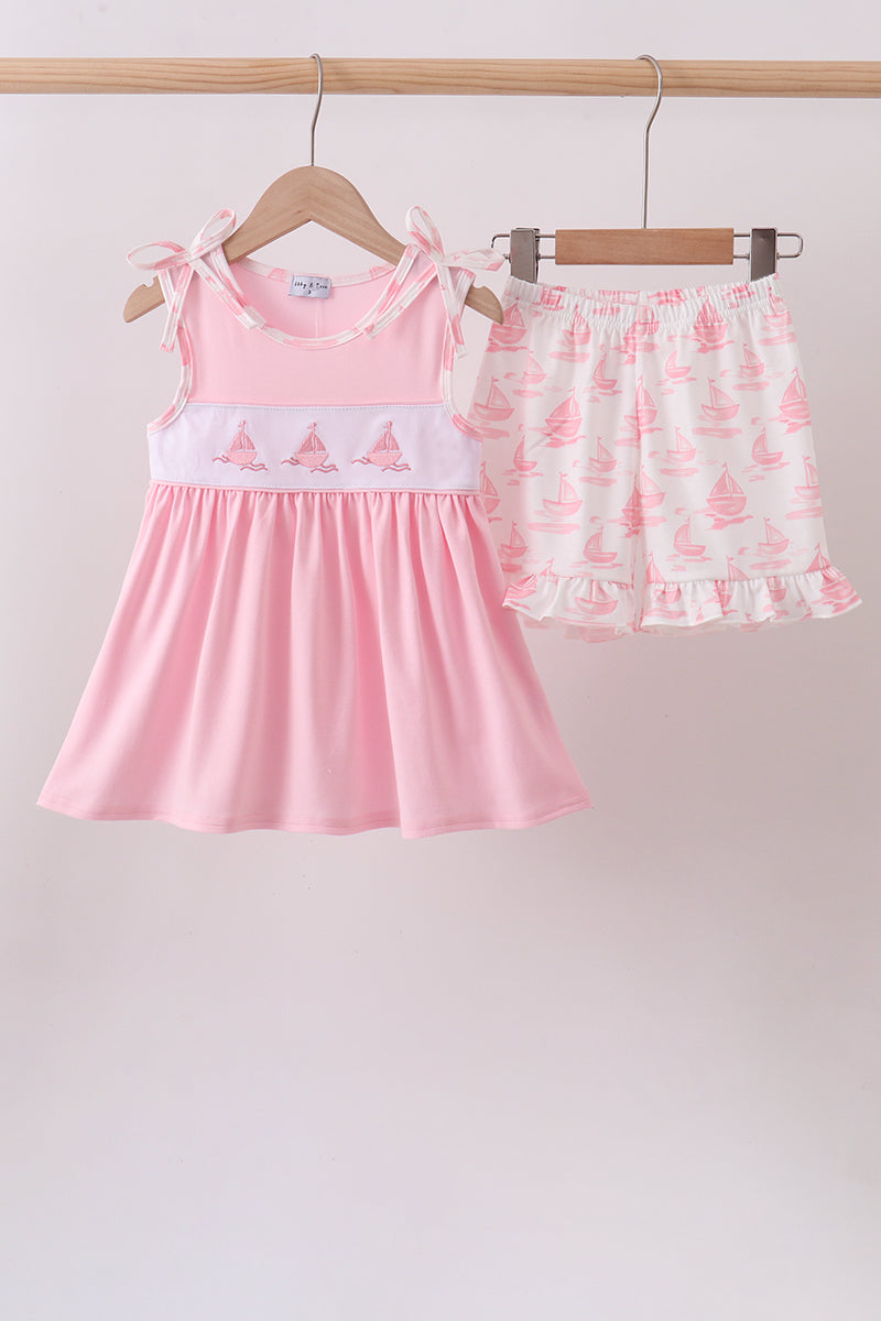 Sailboat Embroidered Knit Set
