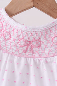 Bow Smocked Swiss Dot Bubble
