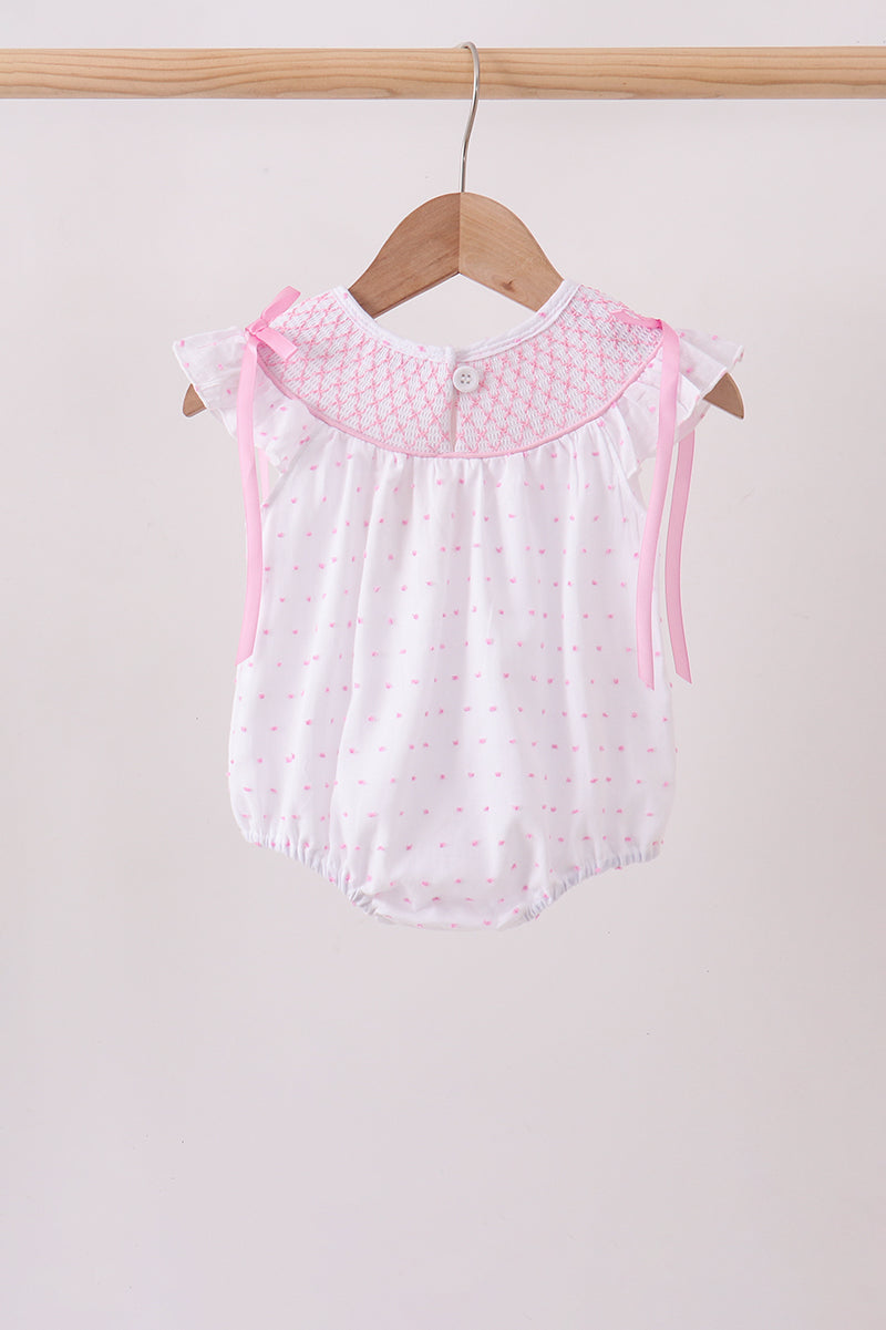Bow Smocked Swiss Dot Bubble