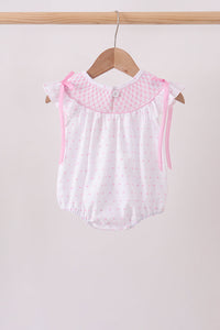 Bow Smocked Swiss Dot Bubble