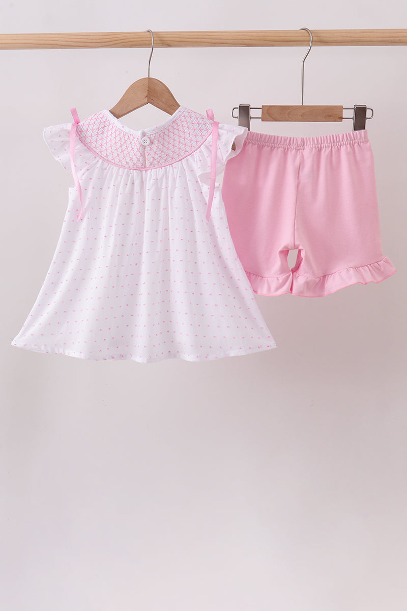Bow Smocked Swiss Dot Shorts Set