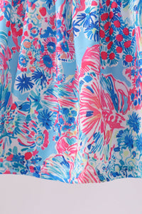 Tropical floral print ruffle bow bloomer set