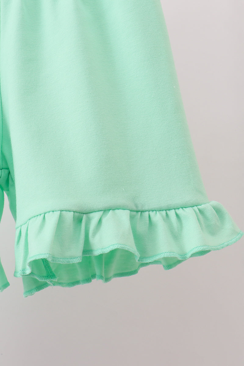 Bow Checkered Ruffle Shorts Set