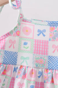 Bow Checkered Ruffle Shorts Set
