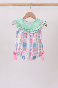 Bow Embroidered Checkered Bubble