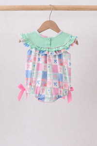 Bow Embroidered Checkered Bubble