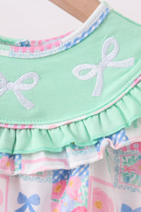Bow Embroidered Checkered Bubble