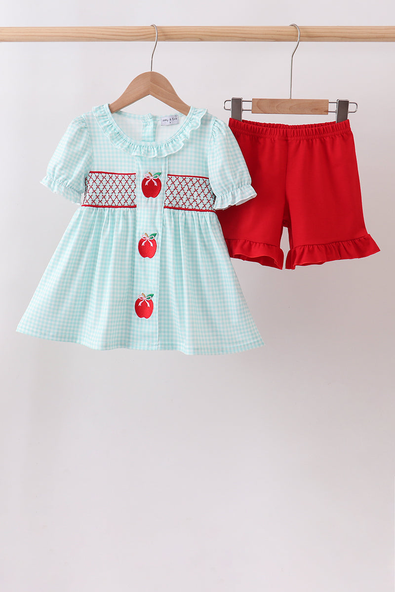 Apple Smocked Ruffle Shorts Set