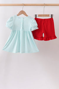 Apple Smocked Ruffle Shorts Set