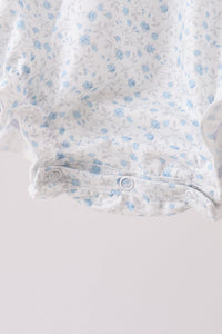 Blue Floral Embroidered Bubble