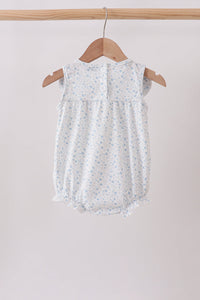 Blue Floral Embroidered Bubble