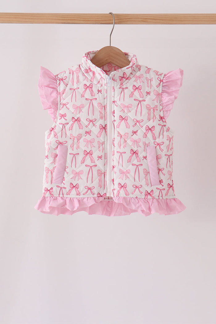 Pink bow ruffle vest