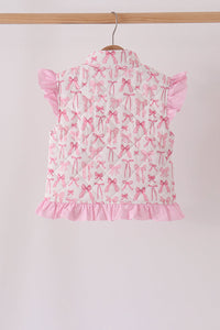 Pink bow ruffle vest