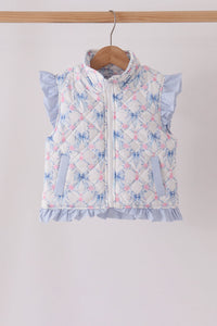 Sky floral bow ruffle vest