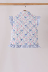 Sky floral bow ruffle vest