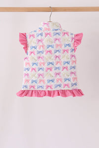 Hot pink bow ruffle vest