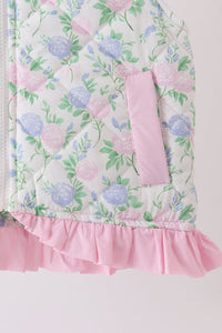 Pink floral ruffle vest