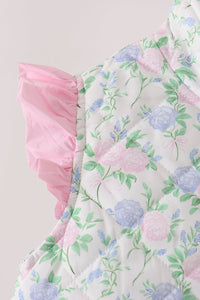Pink floral ruffle vest