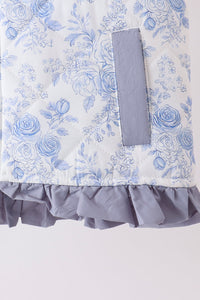 Blue floral ruffle vest