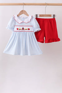 School Bus Smocked Ruffle Shorts Set