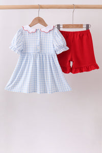 School Bus Smocked Ruffle Shorts Set