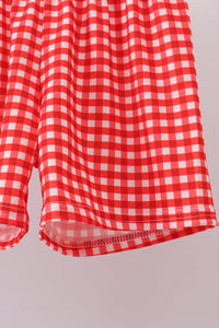 School Bus Smocked Gingham Shorts Set