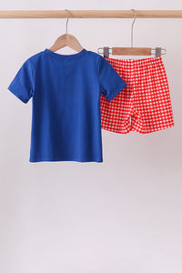 School Bus Smocked Gingham Shorts Set